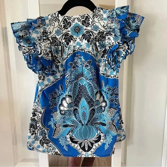 431 Love The Label Women's Short Sleeve Flutter Blouse Size XS - Picture 7 of 10